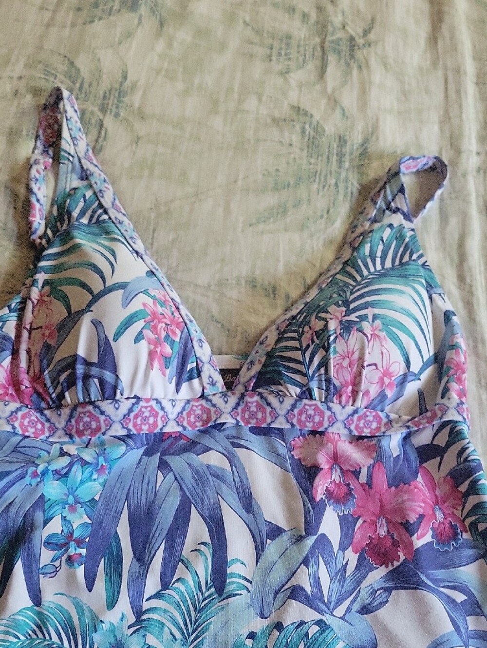 Tommy Bahama Tropical Floral Mini Dress - Blue & Pink